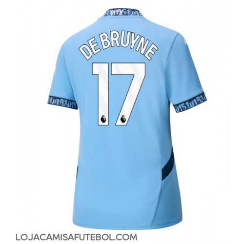 Camisa de Futebol Manchester City Kevin De Bruyne #17 Equipamento Principal Mulheres 2024-25 Manga Curta